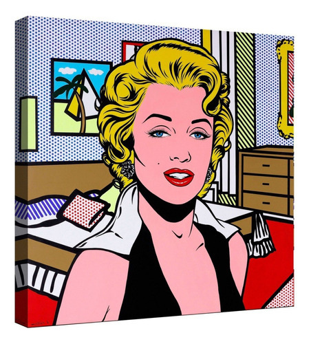 Cuadro Canvas Moderno Marilyn Monroe Pop Art Vintage Color Natural Armazón Natural