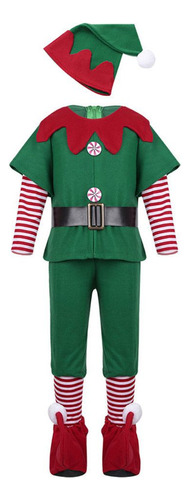 Disfraz Navideño De Elfo Verde De Papá Noel Para Cosplay, Go