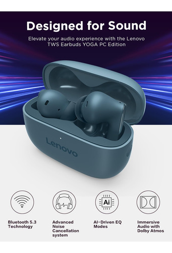 Fones De Ouvido Sem Fio Lenovo Tws Yoga Pc Edition Tidal Tea