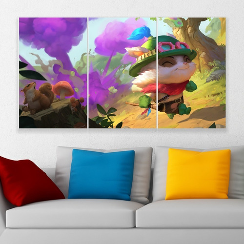 Cuadro Triptico Legends Of Runeterra Teemo Art Canvas