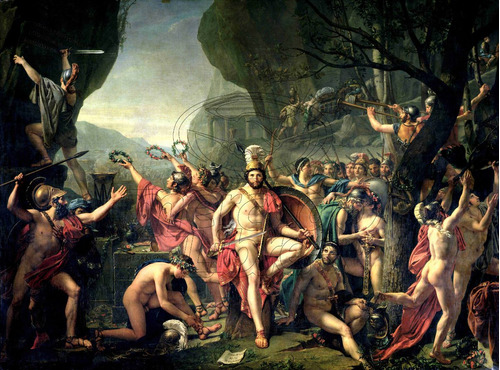 Lienzo Batalla Termópilas 1814 Jacques Louis David 100x133