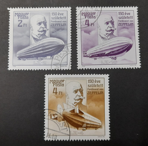 Sello Postal Hungría - 150 Aniversario Del Zeppelin