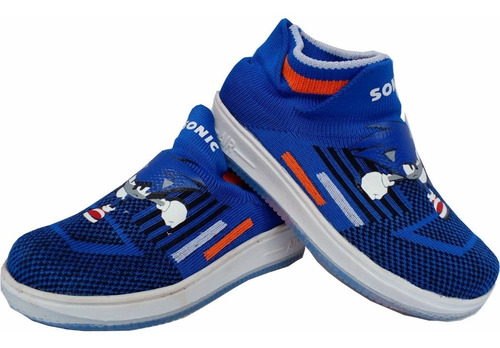 Tenis Calceta Sonic Con Suela Sonic Para Niños Unisex