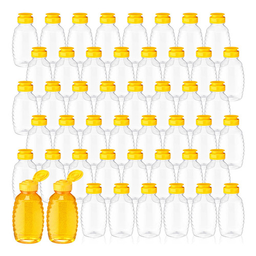 48 Botella Miel Plastico 8.5 Onza Tarro Transparente Tapa