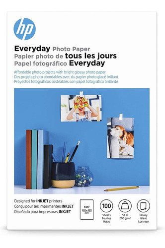 Imagen 2 de 8 de 100 Hojas De Papel Fotografico Hp Everyday Glossy 10x15cm