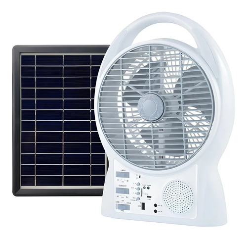 Ventilador De Mesa Bluetooth Radio Usb Lampara Panel Solar
