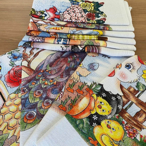 Imagem 6 de 6 de Pano De Prato Estampado (b) Com Bainha 68x40cm 10 Unidades