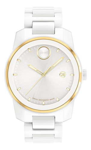 Movado Hombre Bold Verso Caja De Cerámica Blanca Y Pulsera D