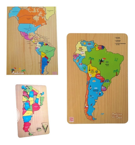 Rompecabezas Mapas X3 America  + Argentina 