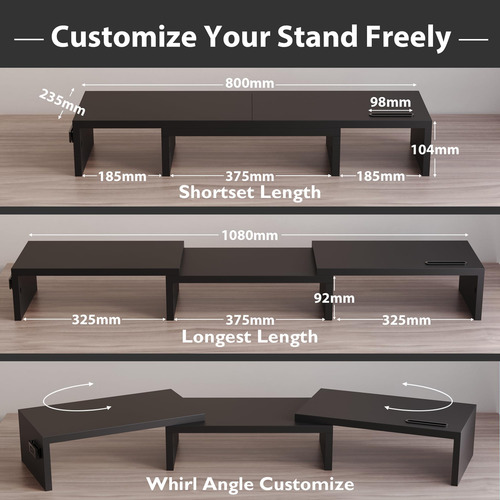 Soporte Elevador De Monitor Doble Con Soporte Ajustable