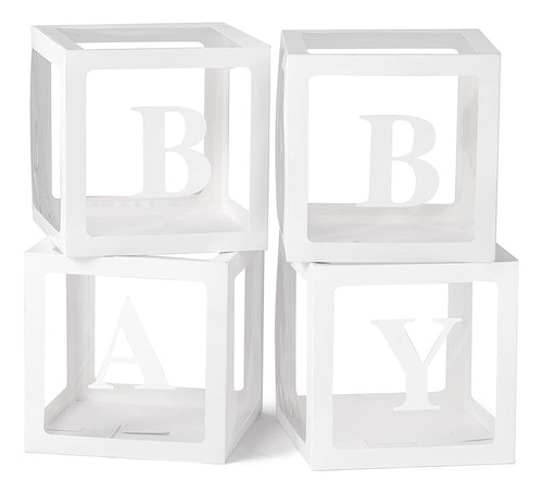 Cajas Bebe Con Letras Para Baby Shower 4 Cajas Transparentes