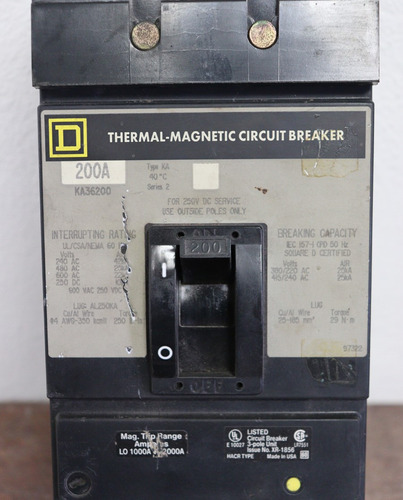 Breaker Square D Ka36200 200 Amp (Usado)