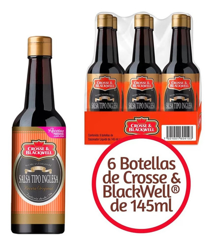 6 Botellas Salsa Inglesa Crosse & Blackwell  145 Ml C/u