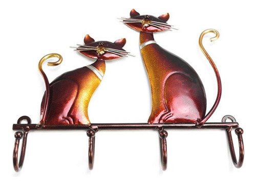 A Colgador De Pared Gancho Hierro Gato 4 Ganchos