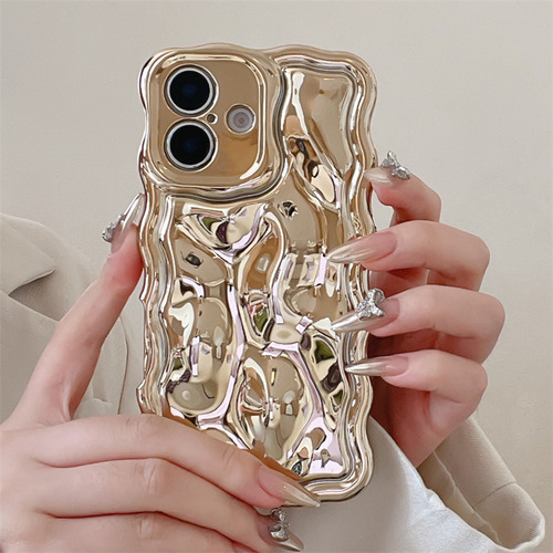 Funda Para iPhone, Lujosa, Chapada En 3d, Textura Ondulada, Suave Y Lisa, Coche