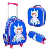 Comprar Kit Mochila Infantil Lancheira Estojo Escolar Rodinhas Tam P Cor Little Unicórnio