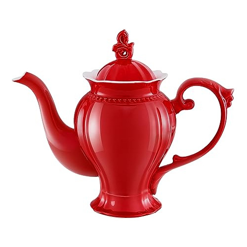 Tetera Inglesa Roja De Porcelana Fina Vacaciones, Cafet...