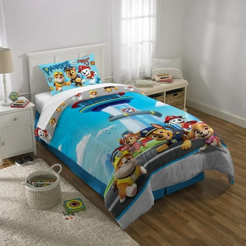 Set De Edredón Para Niños Paw Patrol, 2 Piezas, Reversible Color Diseño De La Tela Paw Patrol