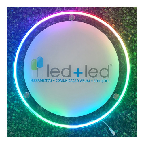 Placa Led Neon Rgb 50cm Logomarca Personalizada Luminária