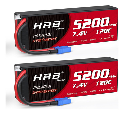 Bateria 7.4v 2s 120c 5200mah Para Coches Rc 1/8 1/10
