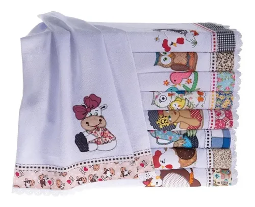 Panos Prato Bordado ​Patchwork 10 Und Promoçao Branco