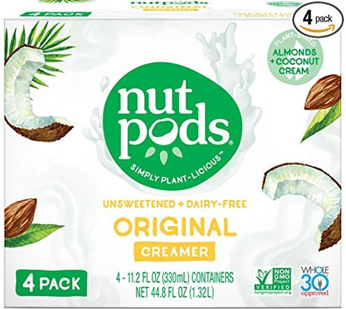 Nutpods Original 4-pack, Sin Azúcar Lechería-libre Creamer, 