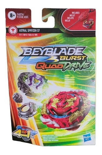Beyblade Quad Drive Astral Spryzen S7 com lançador vermelho
