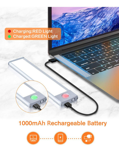 Luz Led Recargable 20cm Con Sensor Armario, Cocina, Escalera