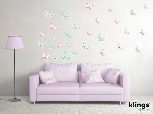 Imagen 3 de 3 de Vinilos Decorativos Mariposas Acuarelas Trama