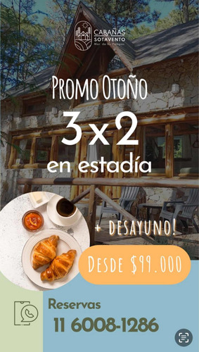 Cabañas Sotavento Mar De Las Pampas # Promo Otoño 3x2 Días