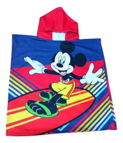 Toalla Poncho Mickey Mouse Microfibra Secado Rápido Niño