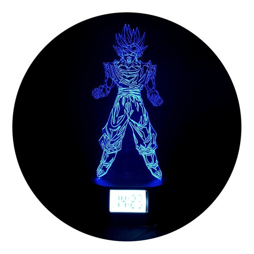 Lampara 3d Vegetto Dragón Ball Z Base Reloj + Control