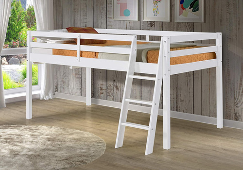 Roxy - Cama Tipo Loft Junior De Madera, Color Blanco
