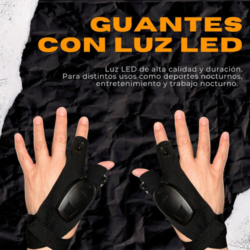 1par Guantes Con Luz Led Recargable Seguridad Nocturna