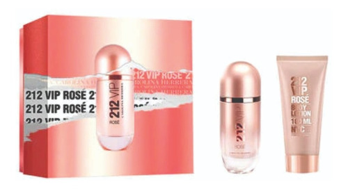 Kit Perfume 80ml+body Lotion 100ml-carolina Herrera 212 Vip Rosé (feminino) - Original