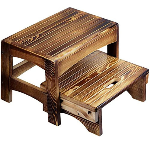 Urforestic Handcrafted 100% Solid Wood Bed Step Stool-foot S