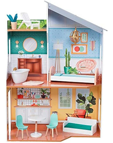 Casa De Muñecas De Madera Kidkraft Emily Con 10 Accesorios I