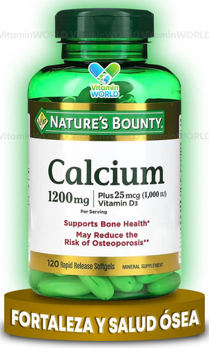 Calcio 1200mg + Vitamina D3 Colecalciferol  120 Softgels