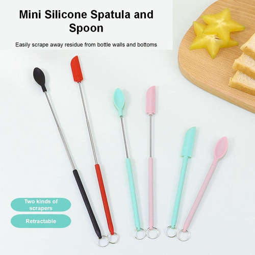 Juego De 4 Mini Espátulas Telescópicas De Silicona Y Cuchara