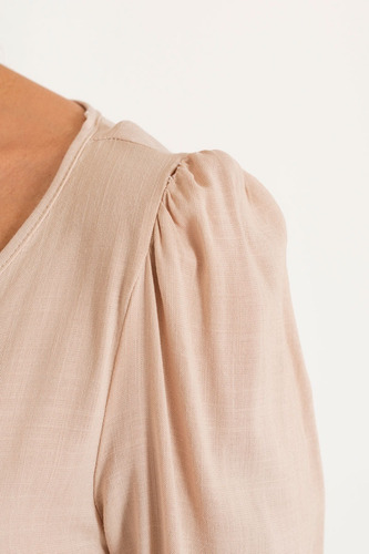 Imagen 4 de 6 de Top Blusa Corta Mujer Escote V Con Nudos Moños Manga Larga