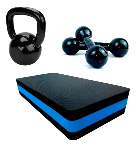 Kit Treino Em Casa - Kettlebel 4kg + Par Halter  3kg + Step