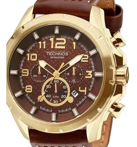 Relógio Masculino Technos Skymaster Js25bg/0m Couro Marrom