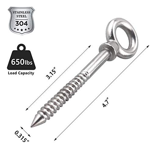 5 Pack Ganchos De Ojo Acero Inoxidable 304 - Resistentes - P