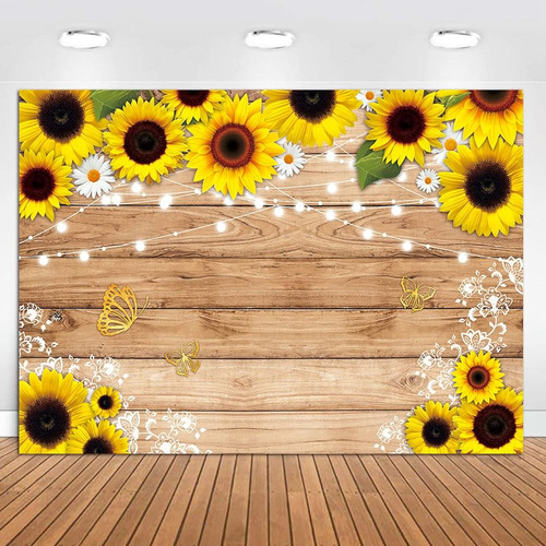 Sunflower Wooden Photography Backdrop 7x5ft For Birthday New