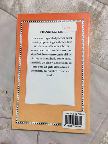 Frankenstein Autor Mary W. Shelley Editorial Editores Mexica (Usado)