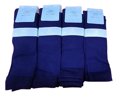 24 Pares De Calceta Escolar Lisa De Algodón Azul Marino Lisa 13-18