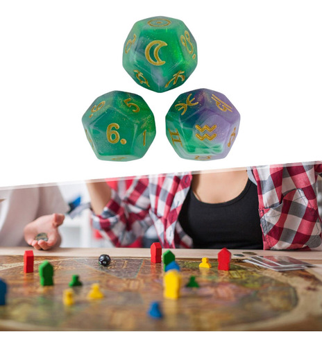 3 Piezas Dados De Constelación Dados De Verde Y Dorado