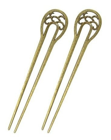 Honbay 2pcs Moda Larga Decoracion Del Pelo De Bronce Antigu