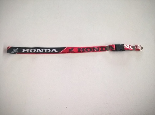 Chaveiro Cordão Longo Logo Da Marca Honda Vermelho E Preto