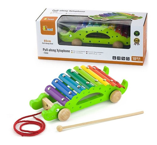 Xilofón Cocodrilo De Madera  Para Niños Viga